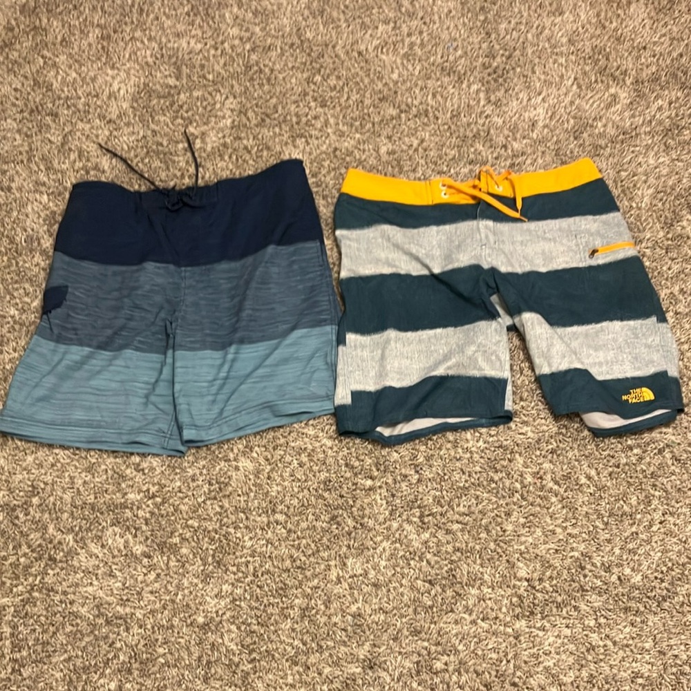 The North Face Blue and Yellow Shorts for Beach Adventures